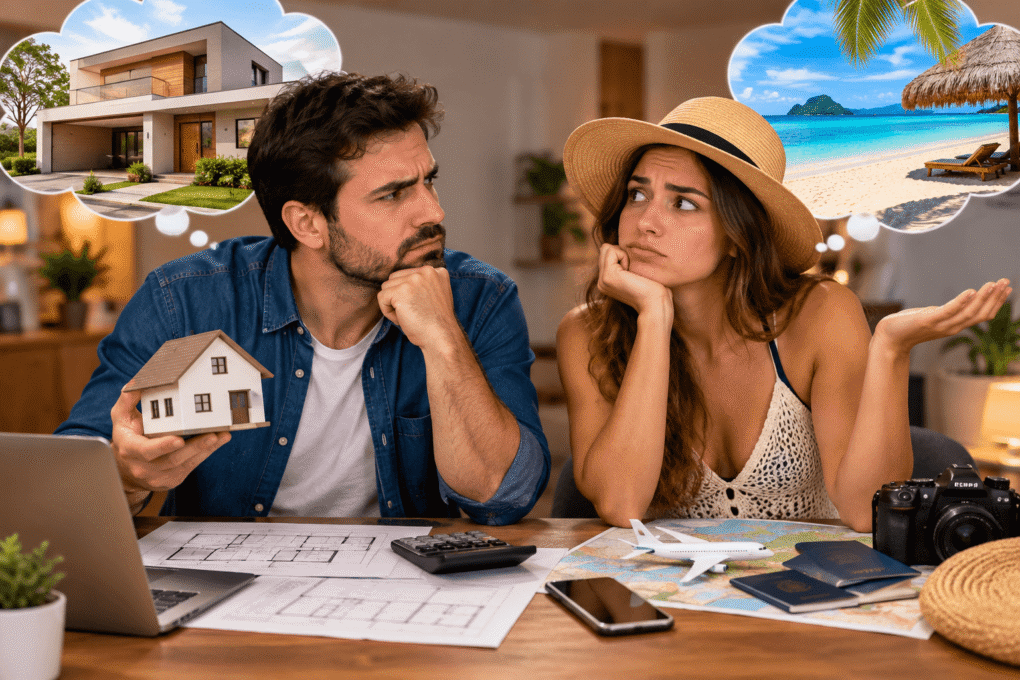 comprar a casa e o outro quer viajar